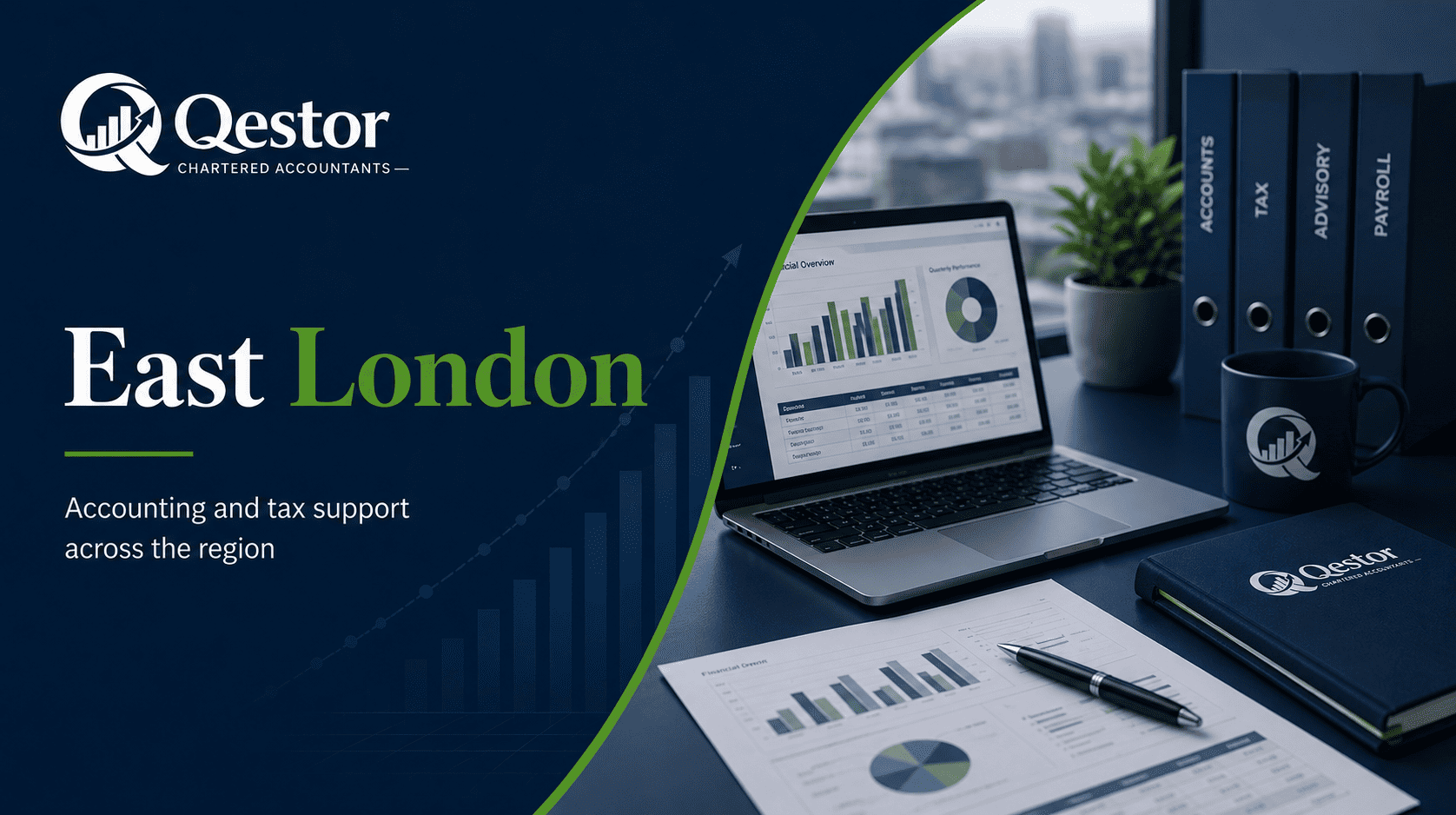 Qestor East London location page image showing accounting and tax support across the region