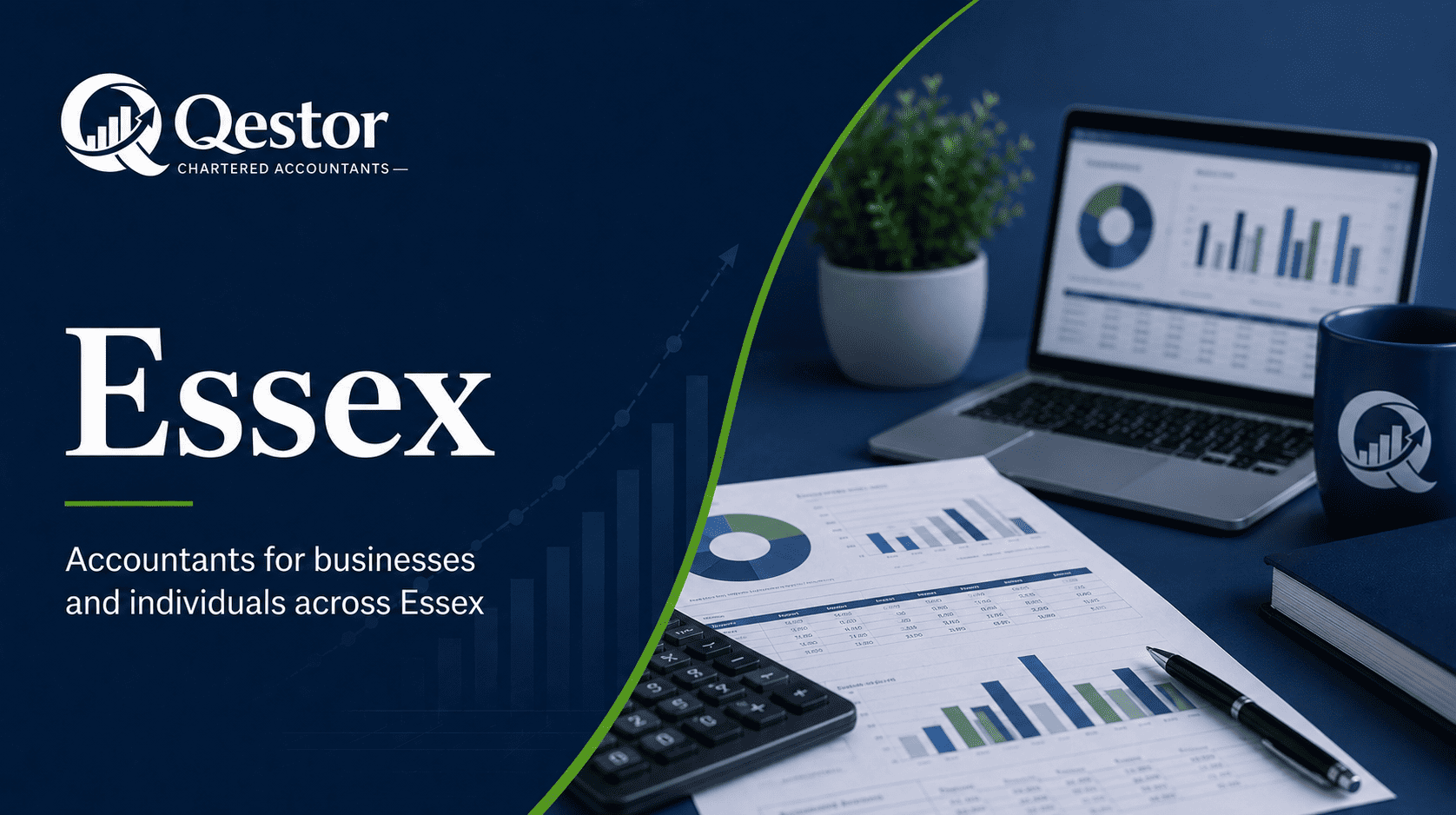 Qestor Essex location page image showing accountants for businesses and individuals across Essex